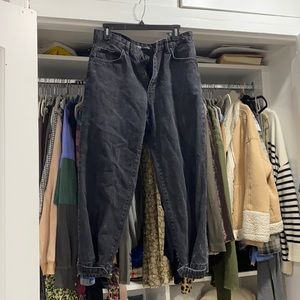 Zara Black Mom Jeans with Button cuffs